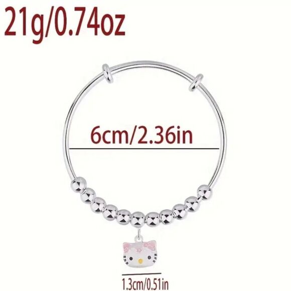 Sanrio Hello Kitty Silver Bangle Bracelet - Picture 3 of 6